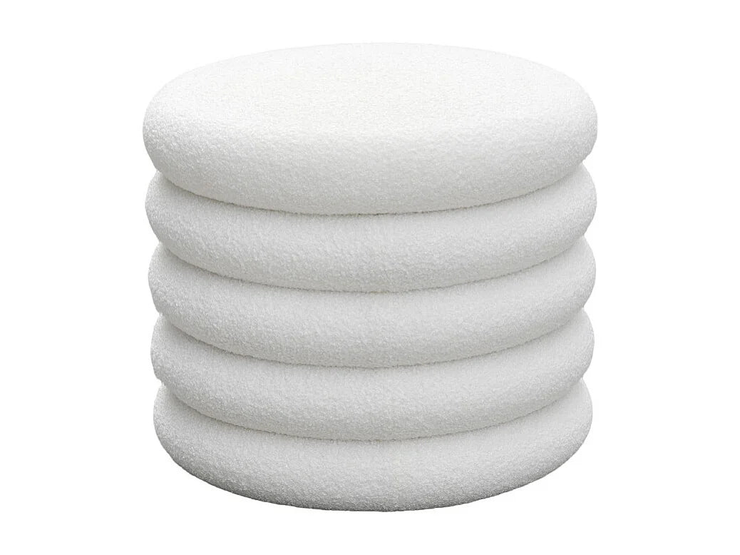 Pouf Coffre Japandi Rond Bouclette - Bubble