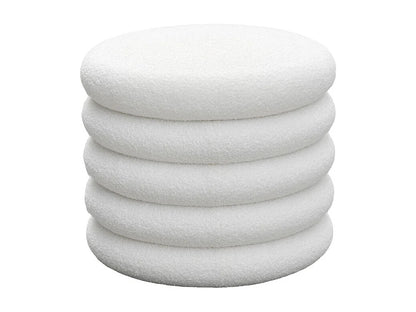 Pouf Coffre Japandi Rond Bouclette - Bubble
