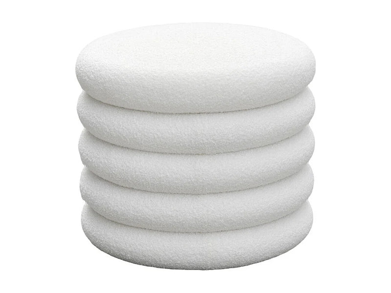 Pouf Coffre Japandi Rond Bouclette - Bubble