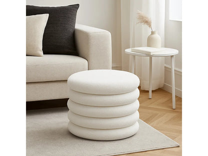 Pouf Coffre Japandi Rond Bouclette - Bubble
