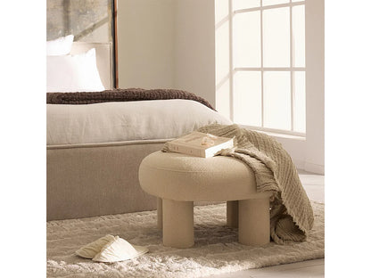 Tabouret Rond Japandi Bouclette Crème - Bloomi