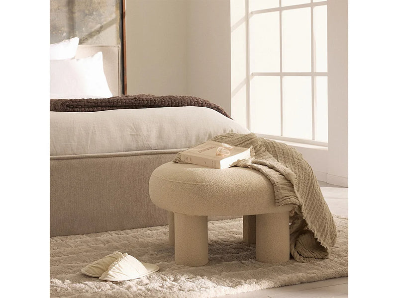 Tabouret Rond Japandi Bouclette Crème - Bloomi