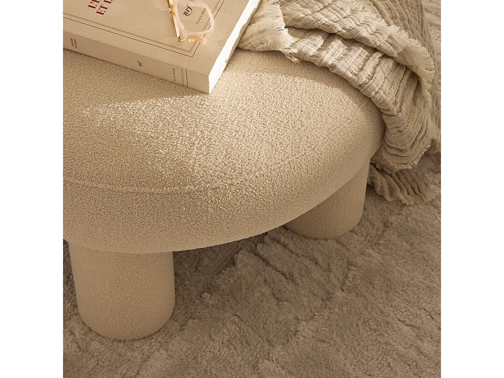 Tabouret Rond Japandi Bouclette Crème - Bloomi