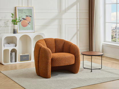 Fauteuil Japandi Coquillage Chenille Terracotta - Delipo