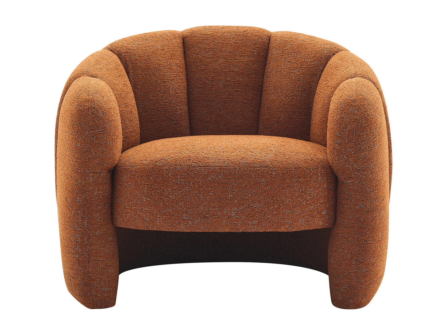 Fauteuil Japandi Coquillage Chenille Terracotta - Delipo
