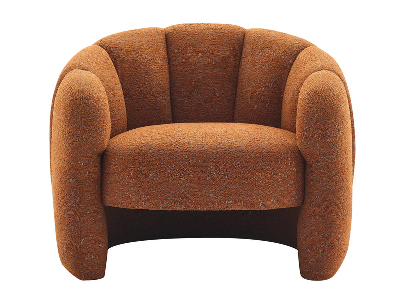 Fauteuil Japandi Coquillage Chenille Terracotta - Delipo