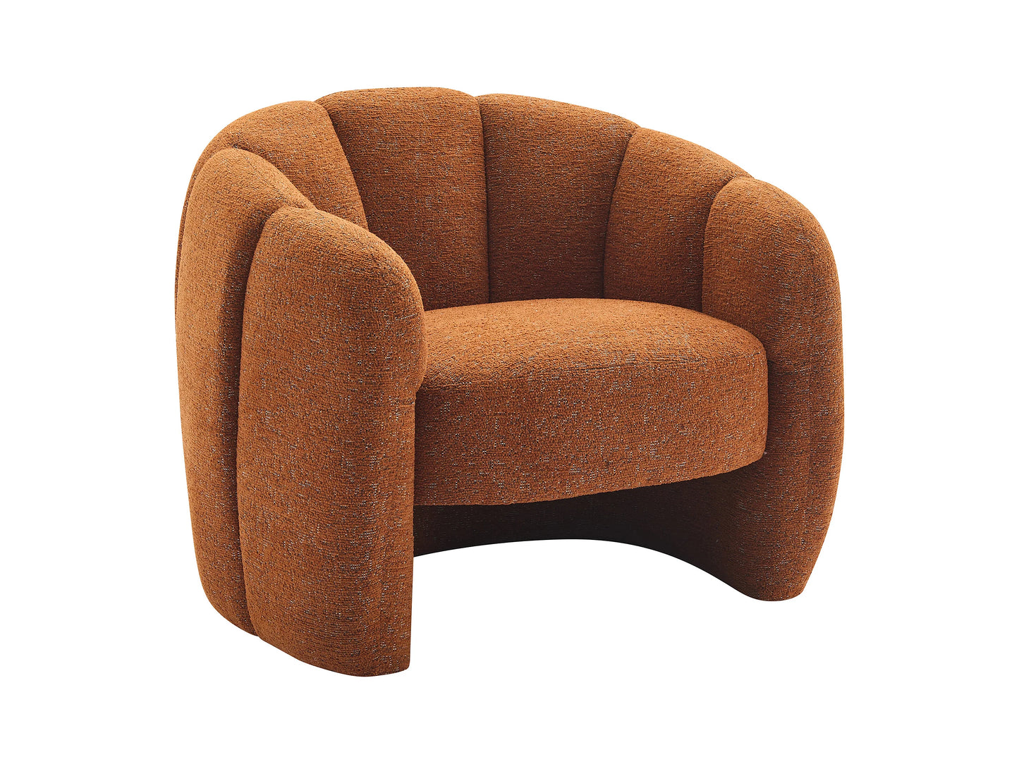Fauteuil Japandi Coquillage Chenille Terracotta - Delipo