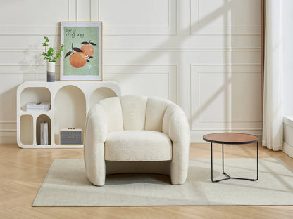 Fauteuil Japandi Coquillage Chenille Beige - Delipo