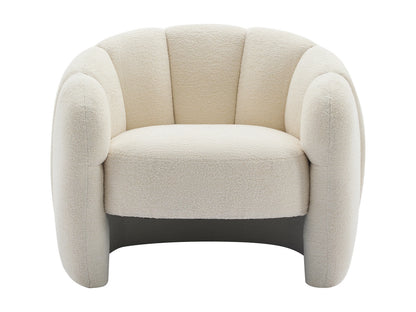 Fauteuil Japandi Coquillage Chenille Beige - Delipo