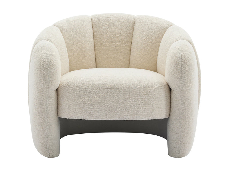 Fauteuil Japandi Coquillage Chenille Beige - Delipo