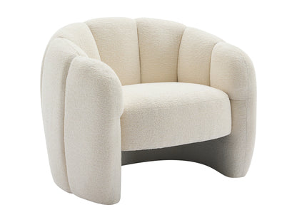 Fauteuil Japandi Coquillage Chenille Beige - Delipo