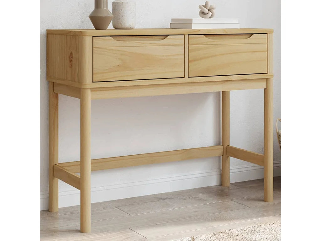 Table Console Japandi Pin Massif - Pin