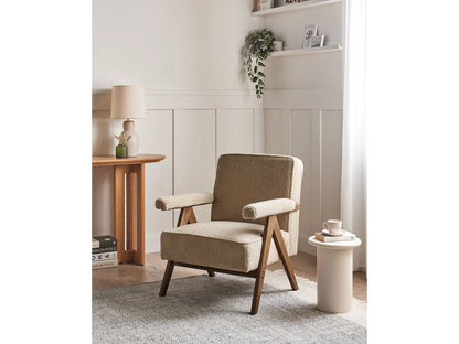 Fauteuil Japandi Bouclette Beige Sable - Evje