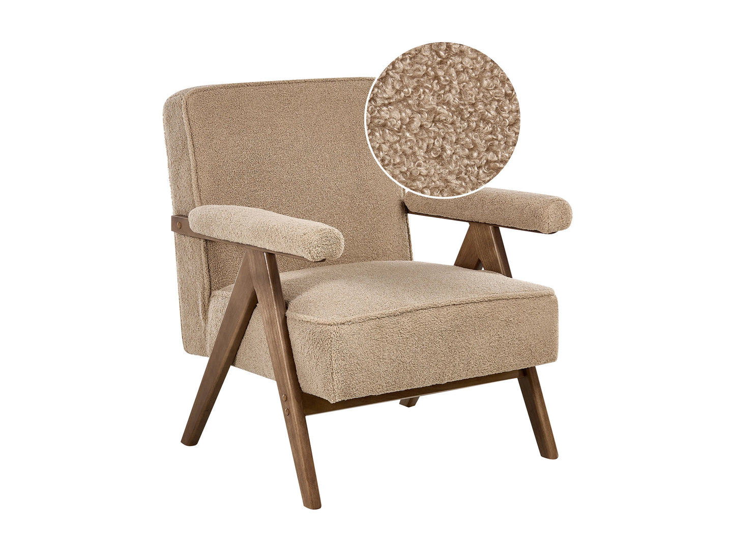 Fauteuil Japandi Bouclette Beige Sable - Evje