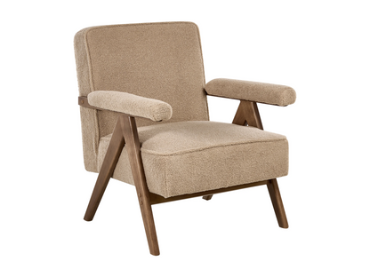 Fauteuil Japandi Bouclette Beige Sable - Evje