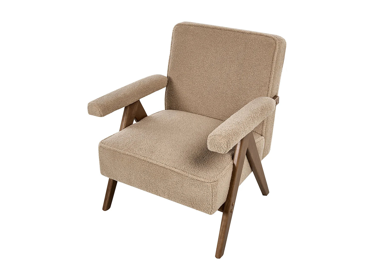 Fauteuil Japandi Bouclette Beige Sable - Evje