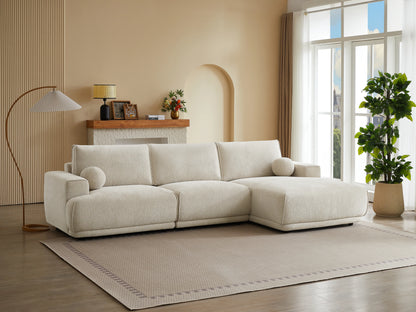 Canapé Japandi d'Angle Chenille Beige - Emabi