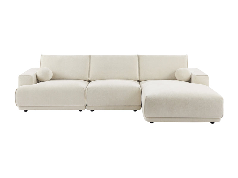 Canapé Japandi d'Angle Chenille Beige - Emabi
