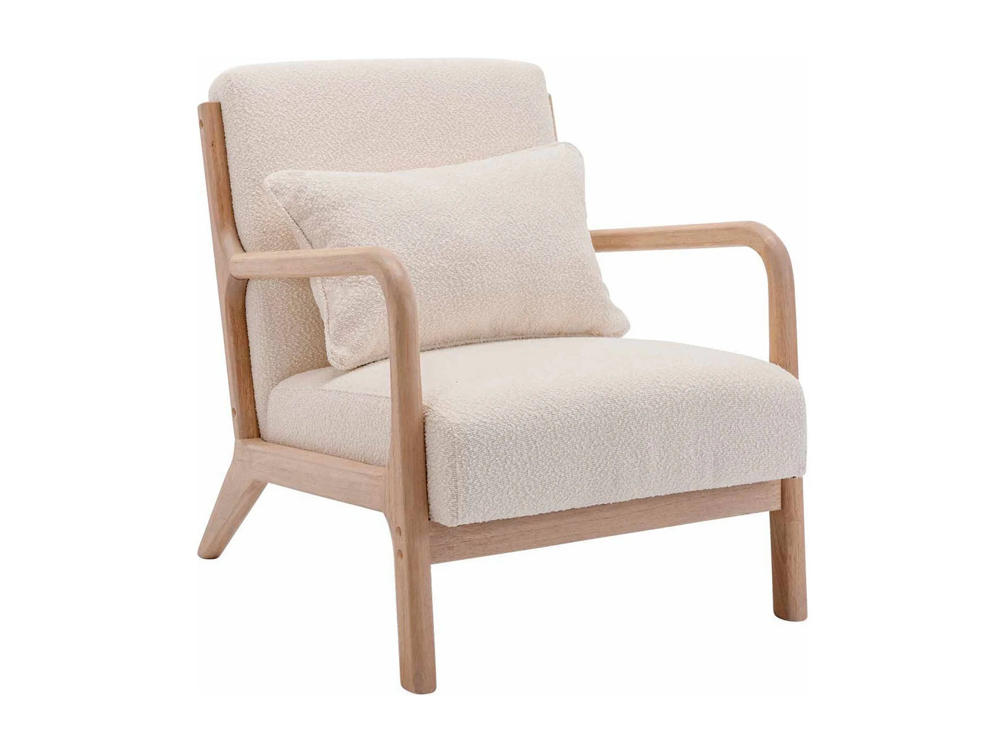 Fauteuil Japandi Bouclette Texturé Pieds Compas - Scandinave