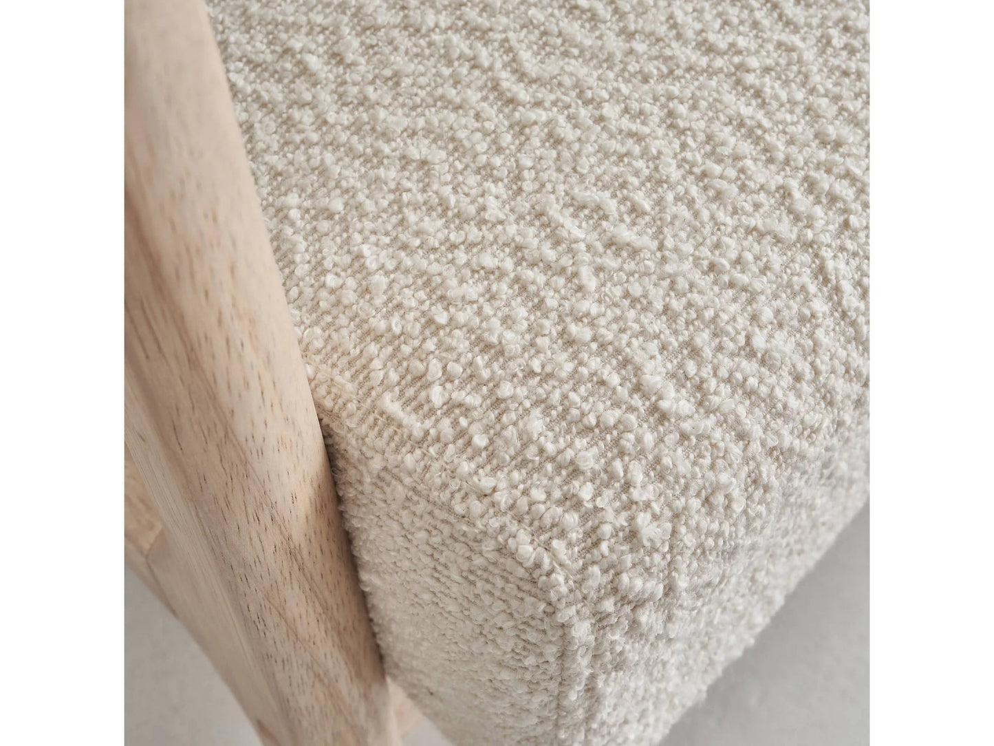 Fauteuil Japandi Bouclette Texturé Pieds Compas - Scandinave
