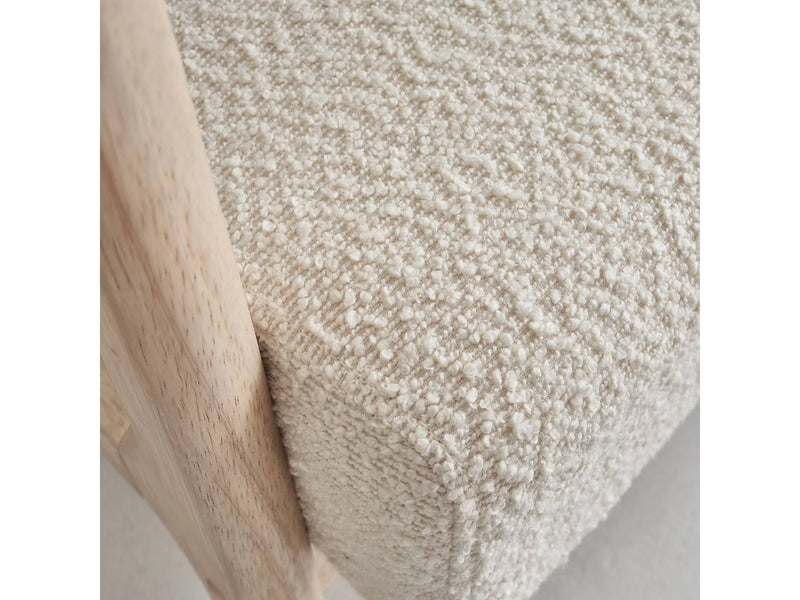 Fauteuil Japandi Bouclette Texturé Pieds Compas - Scandinave