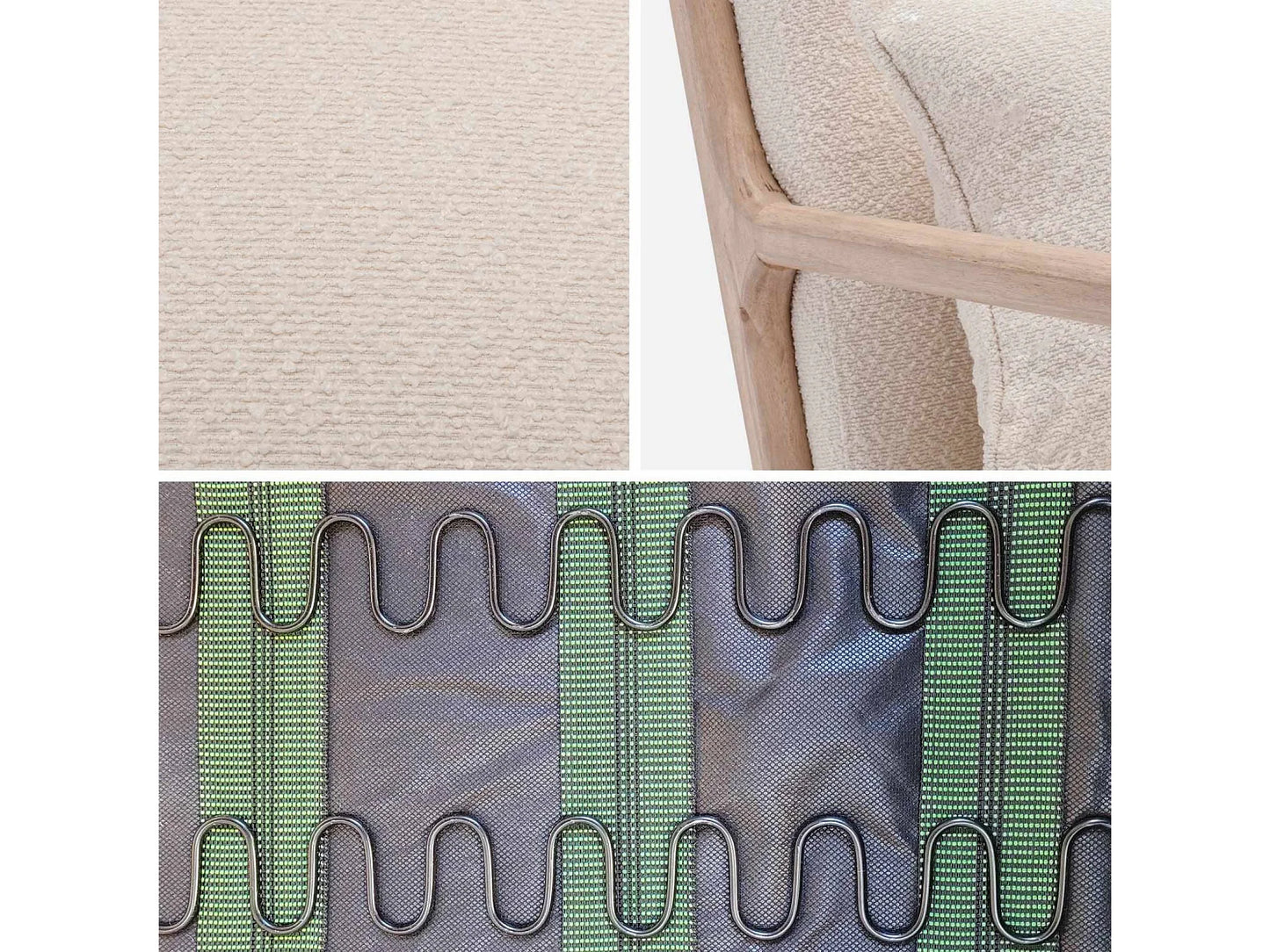 Fauteuil Japandi Bouclette Texturé Pieds Compas - Scandinave