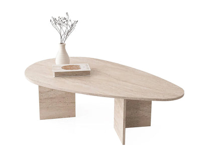 Table Basse Japandi Organique Effet Travertin - Lomareti
