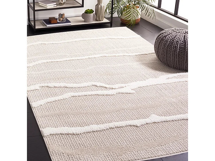 Tapis Japandi Salon Beige Ivoire - Salem