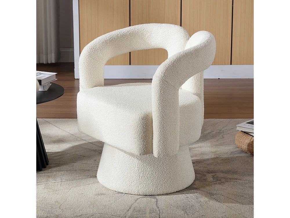 Fauteuil Japandi Pivotant 360 Degrés Beige - Moelleux