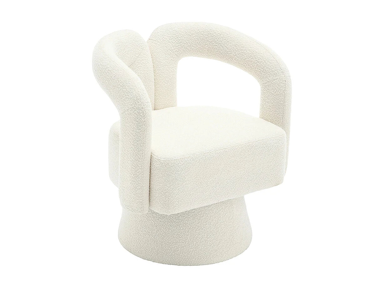 Fauteuil Japandi Pivotant 360 Degrés Beige - Moelleux