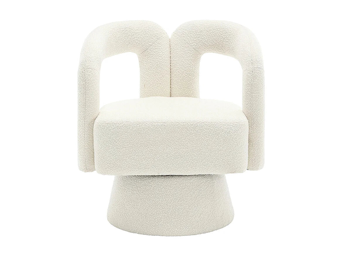 Fauteuil Japandi Pivotant 360 Degrés Beige - Moelleux
