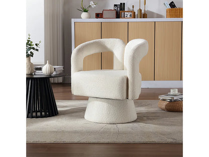 Fauteuil Japandi Pivotant 360 Degrés Beige - Moelleux