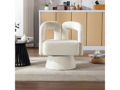 Fauteuil Japandi Pivotant 360 Degrés Beige - Moelleux