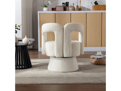 Fauteuil Japandi Pivotant 360 Degrés Beige - Moelleux