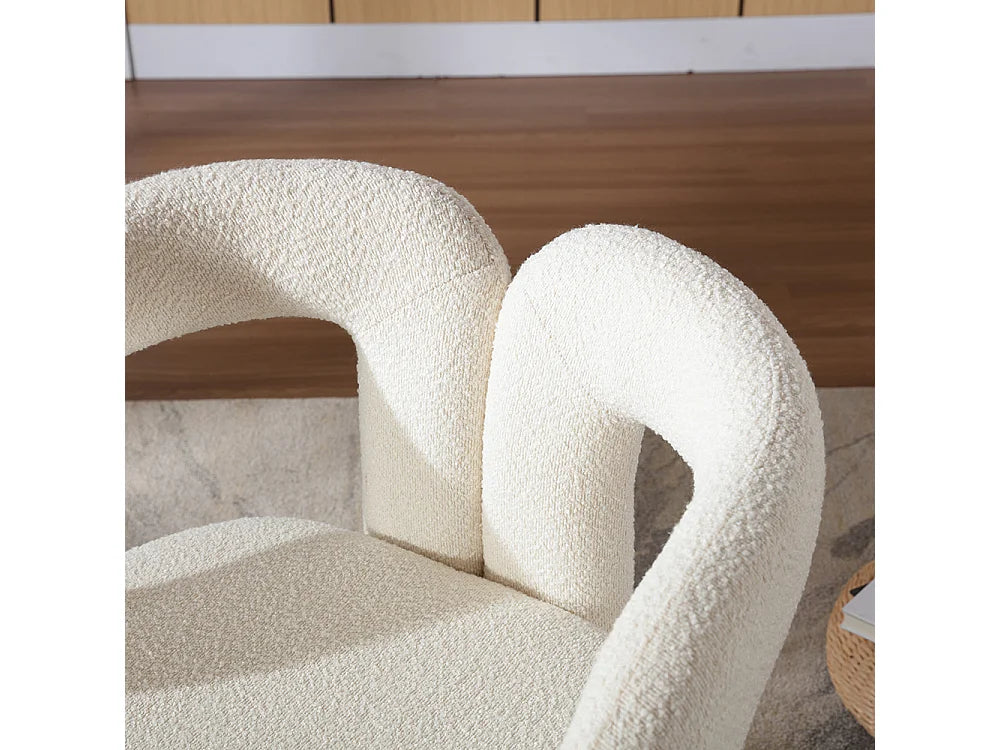 Fauteuil Japandi Pivotant 360 Degrés Beige - Moelleux