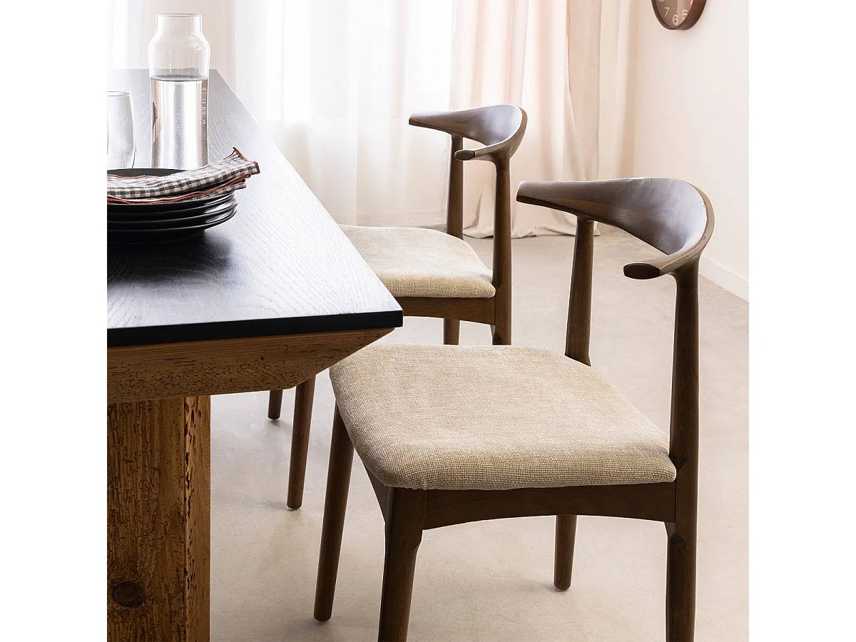 Duo Chaises Japandi Hêtre Foncé Aline - Aline