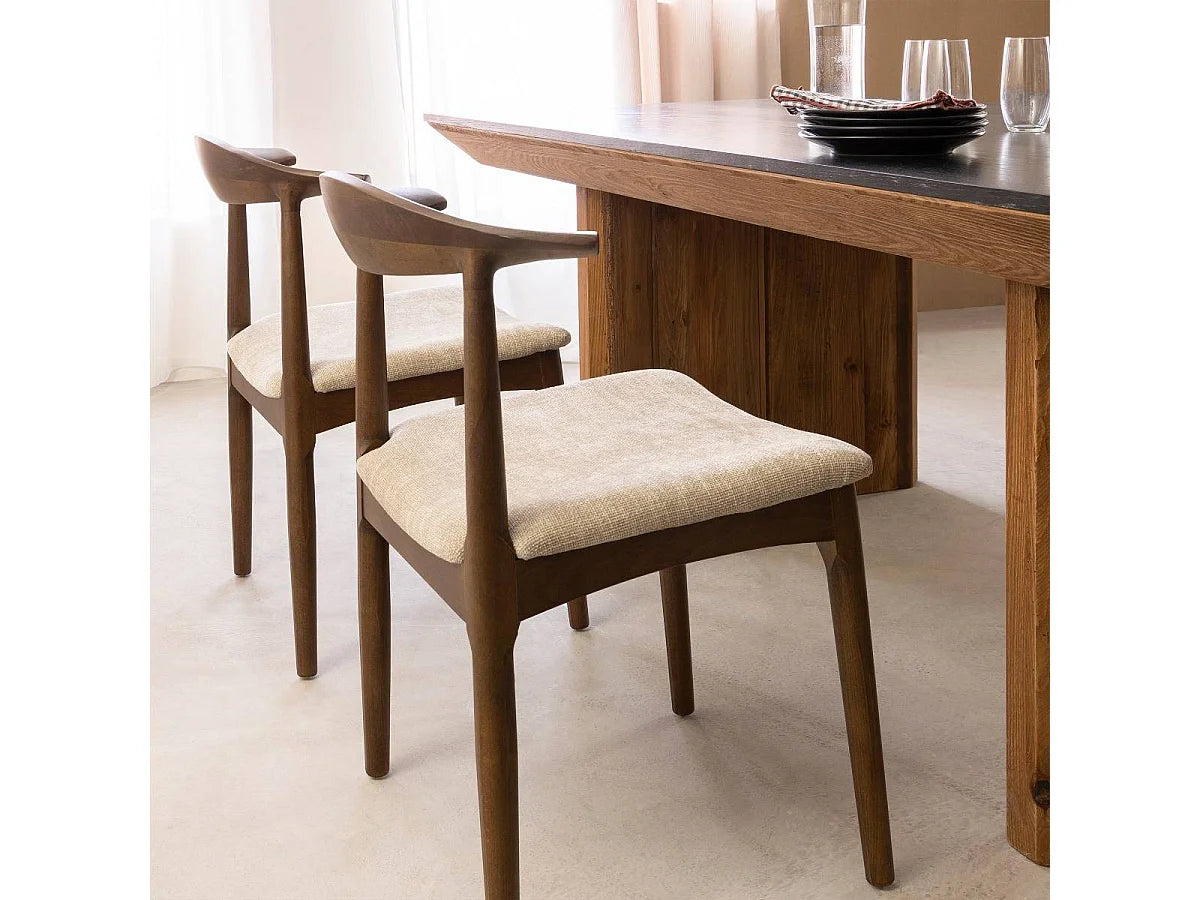 Duo Chaises Japandi Hêtre Foncé Aline - Aline