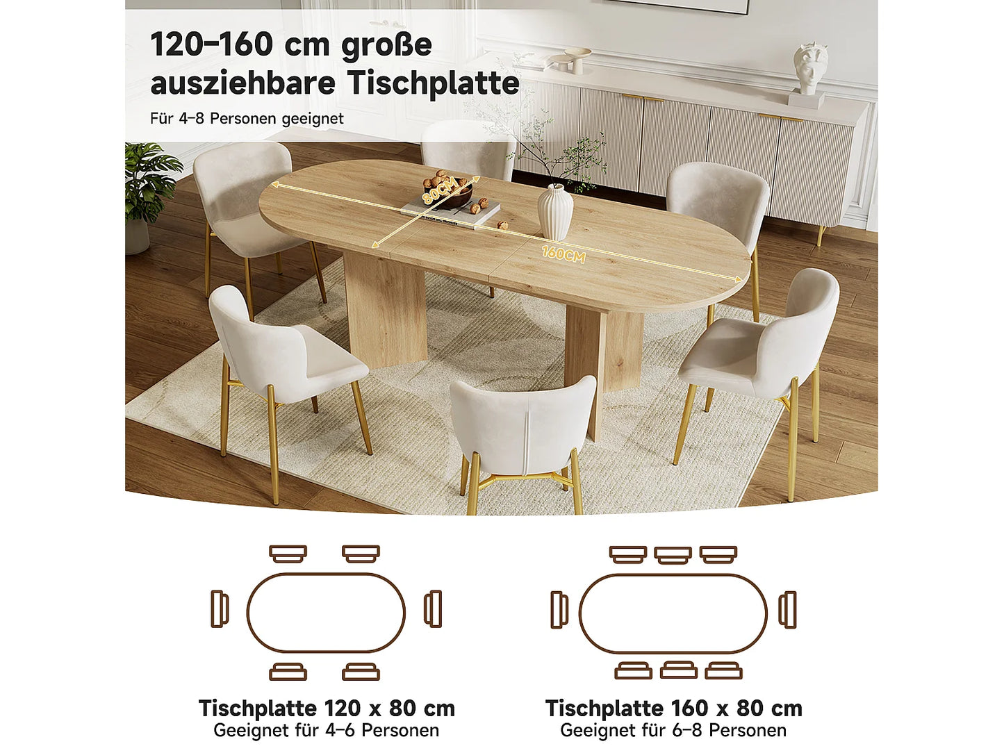Table Extensible Japandi Style Simple Naturel - Simple
