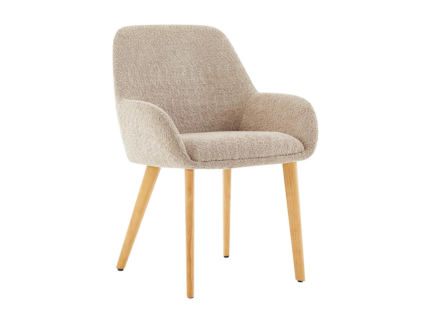 Chaise Accoudoirs Japandi Bouclette Taupe - Valenyo