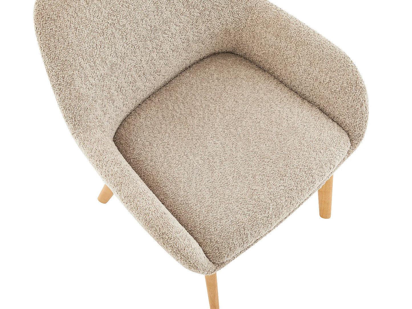 Chaise Accoudoirs Japandi Bouclette Taupe - Valenyo