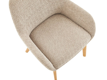 Chaise Accoudoirs Japandi Bouclette Taupe - Valenyo
