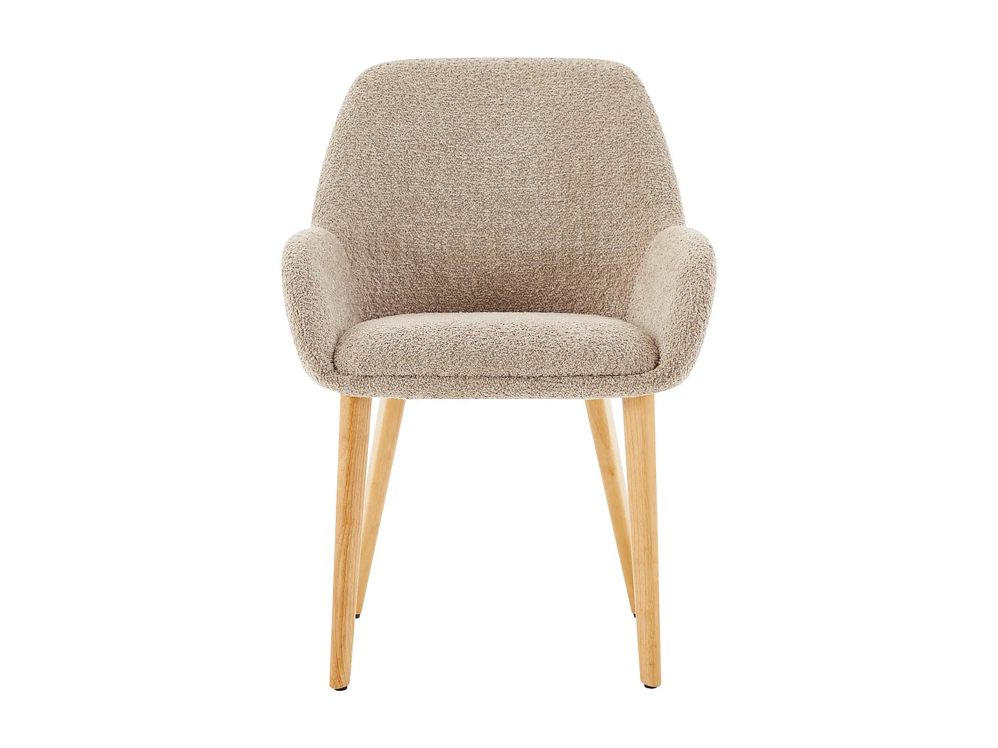 Chaise Accoudoirs Japandi Bouclette Taupe - Valenyo