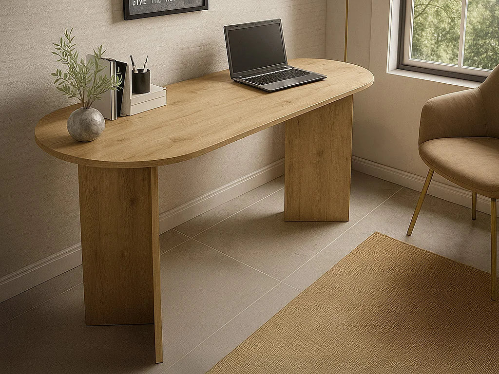 Bureau Console Japandi Naturel Clair - Topania