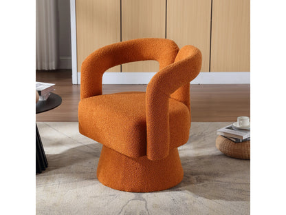 Fauteuil Japandi Pivotant Bouclette Orange - 360 Degrés