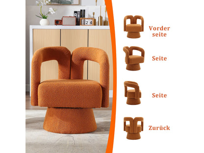 Fauteuil Japandi Pivotant Bouclette Orange - 360 Degrés