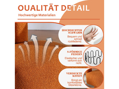 Fauteuil Japandi Pivotant Bouclette Orange - 360 Degrés