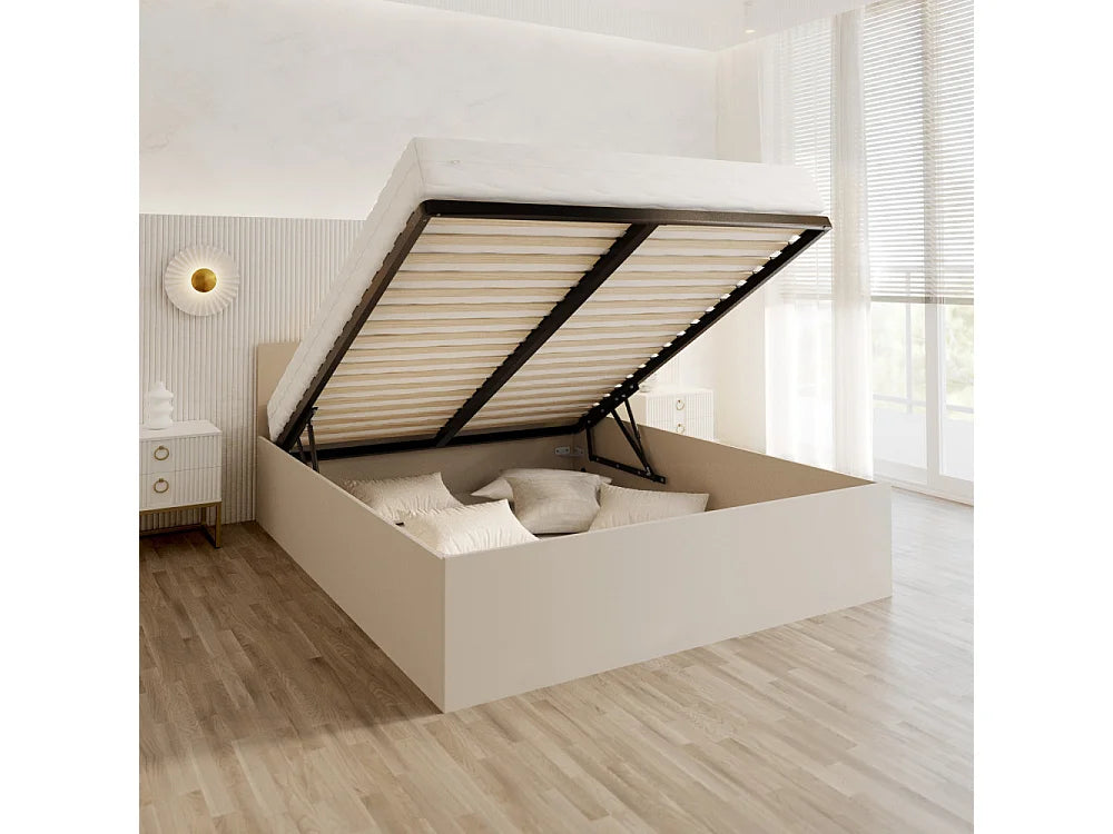 Lit Coffre Japandi Sommier Relevable Cachemire - Paris