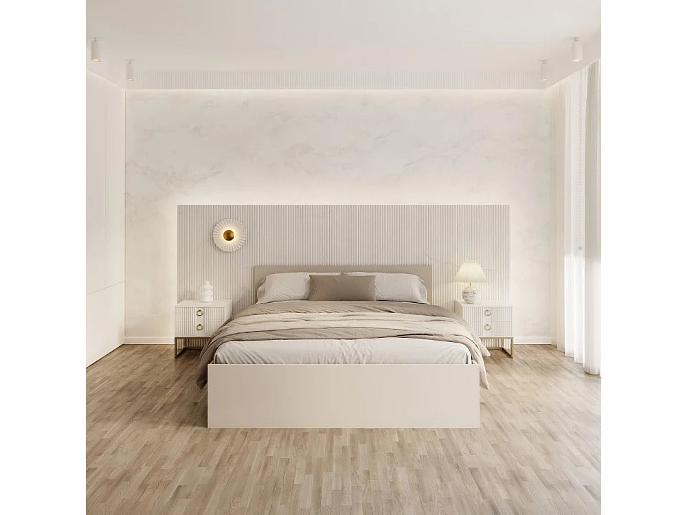 Lit Coffre Japandi Sommier Relevable Cachemire - Paris