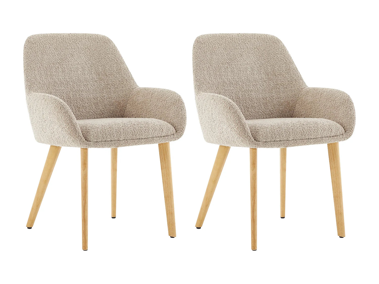 Chaise Accoudoirs Japandi Bouclette Taupe - Valenyo