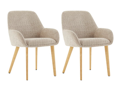Chaise Accoudoirs Japandi Bouclette Taupe - Valenyo